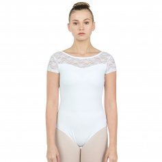 Baiwu Adult Cap Sleeve Lace Up Round Back Leotard