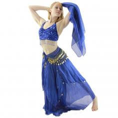 Florals 5-Piece Bra and Muslin Skirt Belly Dance Costume