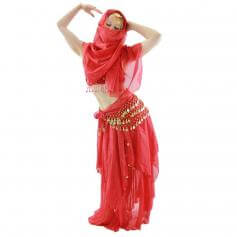 Florals 5-Piece Bra and Muslin Skirt Belly Dance Costume