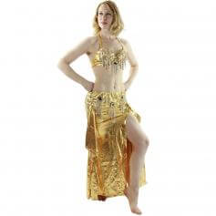 Bling bling-2-Piece Diamond Slit Skirt Belly Dance Costume