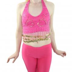 Fashion Coin Tassels Halter Vest Belly Dance Bra Top