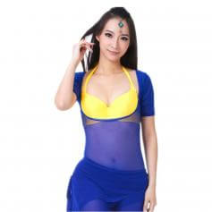Translucent Yarn Short-sleeved Belly Dance Pushup Top