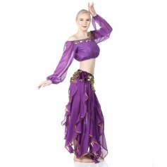 Danzcue Belly Dance Chiffon Long Puff Sleeves Top