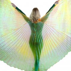 Orange-Gold-Green Gradient Color Worship Angel Wing