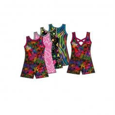 Body Wrappers Child Print Boatneck Bike-A-Tard