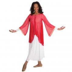 Body Wrappers Chiffon Flowing Draped Bell Angel Sleeve Tunic