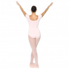 Danzcue Adult Pink Cotton Short Sleeve Ballet Cut Leotard
