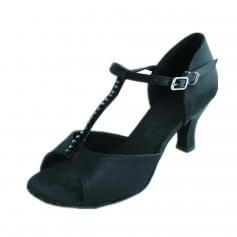 Danzcue \"Tina\" Adult T-Strap Rhinestone Open Toe Ballroom Shoes