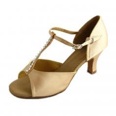 Danzcue \"Tina\" Adult T-Strap Rhinestone Open Toe Ballroom Shoes