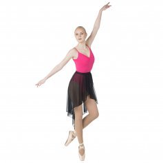 Danzcue Adult Side-Dip Asymmetrical Petal Front Slit Chiffon Skirt