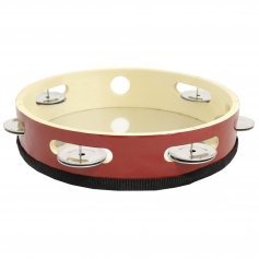 Danzcue 8\" Silver/Red Single Row Jingles Tambourine