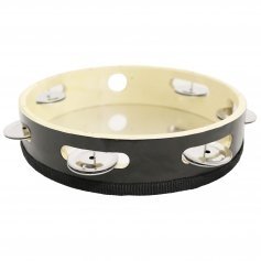 Danzcue 8\" Silver/Black Single Row Jingles Tambourine