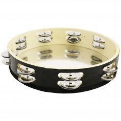 Danzcue 10\" Silver/Black Double Rows Jingles Tambourine